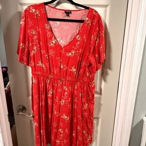 Torrid Red Floral V-Neck Top